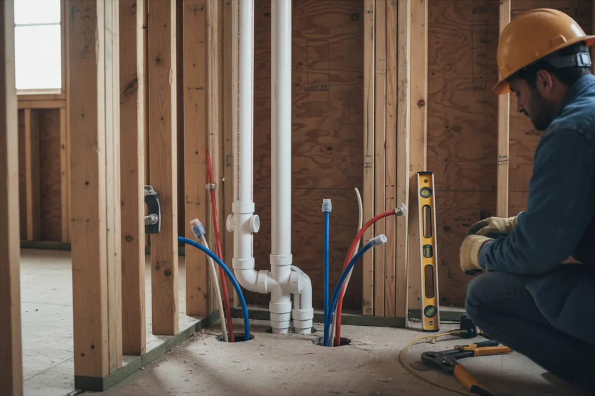 Drain and supply rough-in during Drain Cleaning in East Aurora