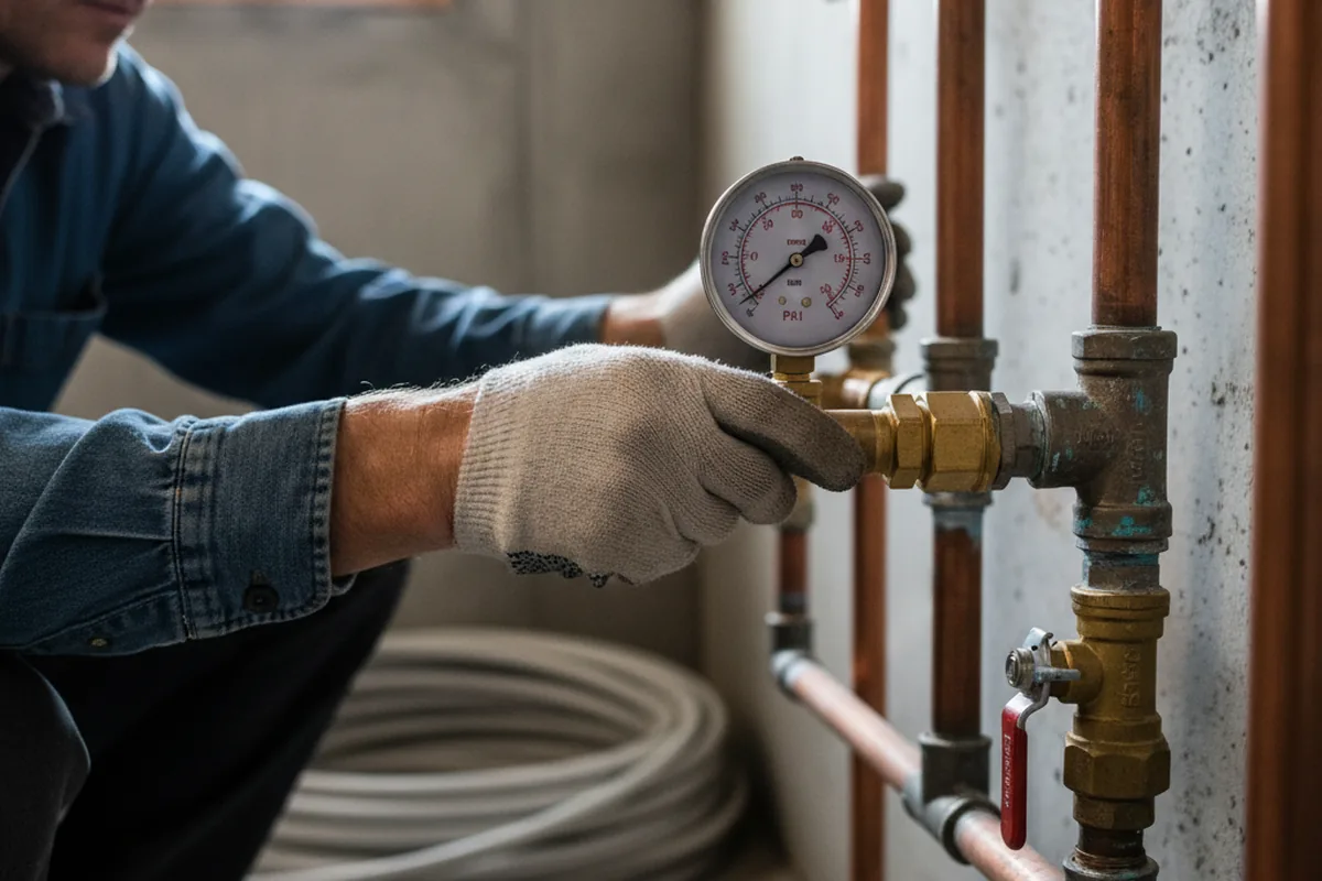 Pressure testing a repaired line during Water Line Repair in East Aurora